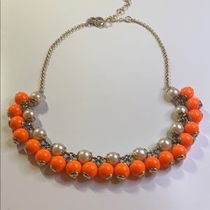 J crew pearl and coral statement necklace